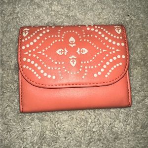 Vera Bradley coral leather trifold wallet